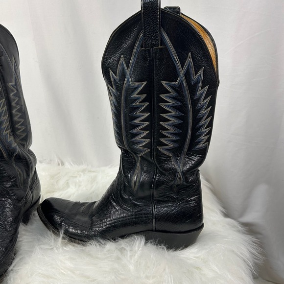 Panhandle Slim Black Ostrich Leather Cowboy‎ Western Boots Mens 9 1/2 - Picture 4 of 9